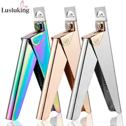 Stainless Steel UV Gel False Nail Tips Trimmer Clipper Edge Cutter Nail Art Manicure U Word Rainbow Gold Silver Tools