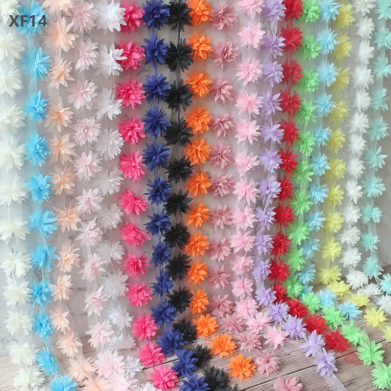 zsbszc fashion 20 Yards Spitzenborte Chiffonstreifen 18 Farben 3D Chiffon 4,4 cm Breite DIY Hochzeitskleid Haarband Dekoration XF14 – Detail 8