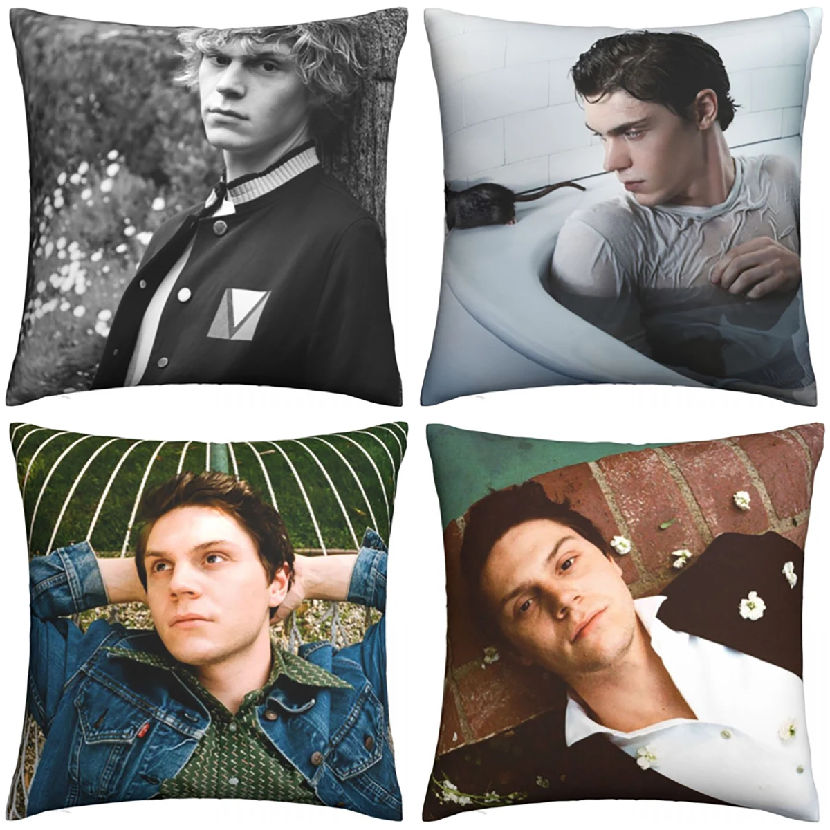 Evan Peters Pillow Cases Movie Star Actor Cushion Cover Vintage Polyester Decorative Pillowcover for Car 18