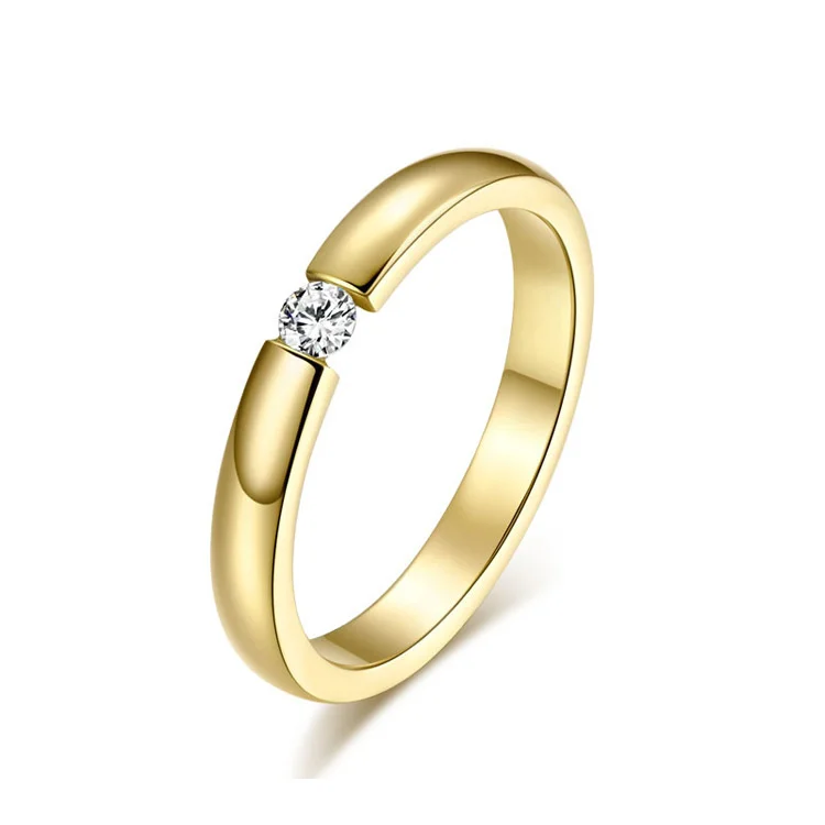 4MM Cubiz Zircon CZ Titanium Steel Ring for Women