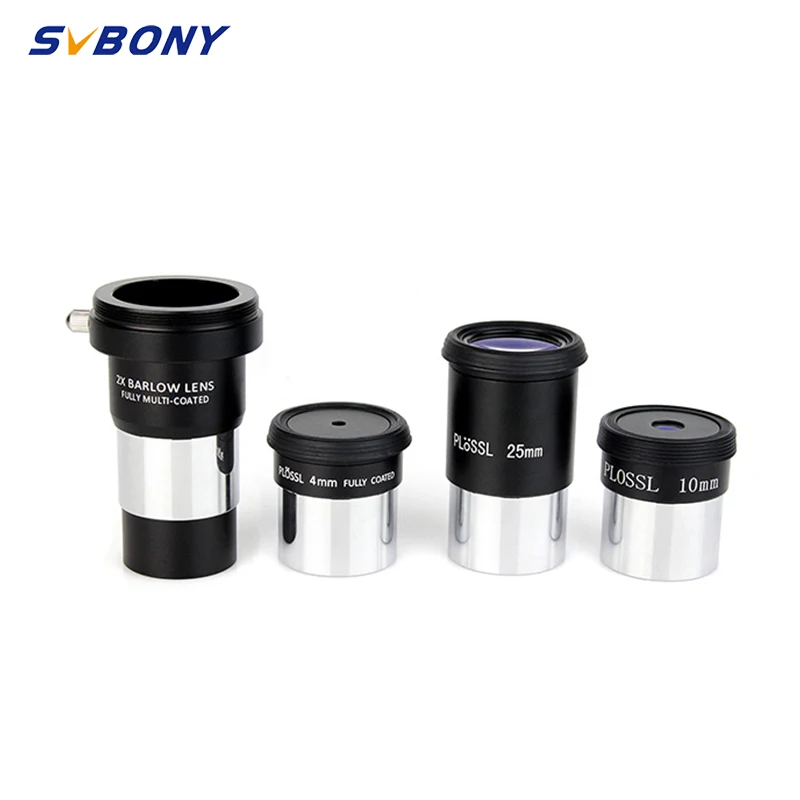 

SVBONY 1.25inch Plossl Eyepiece 4mm 10mm 25mm Multi Coated + 2X Barlow Lens Astronomy Telescope Accessory Kit