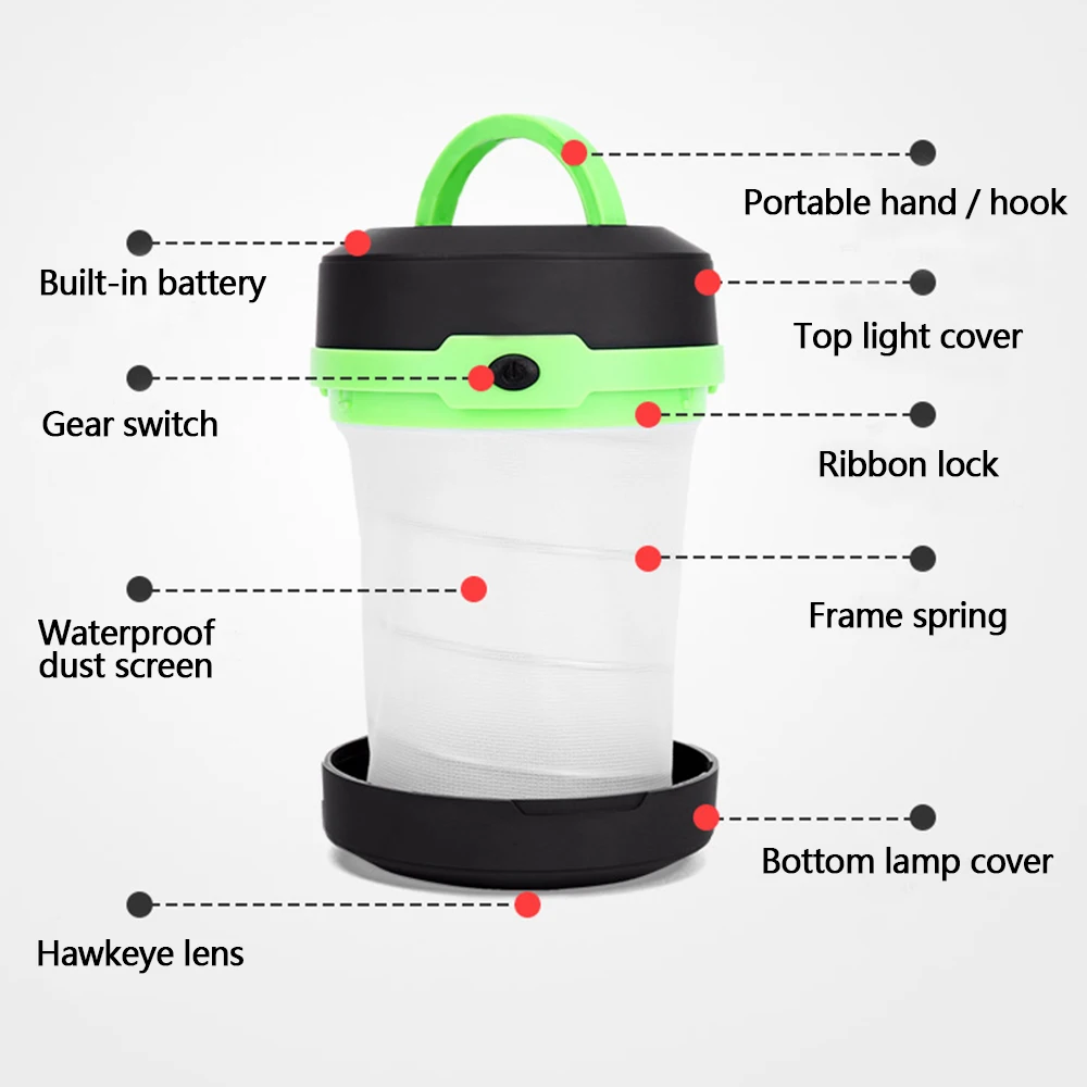 Outdoor Collapsible Tent Light Portable Camping Light Handheld Flashlight Hand Light Emergency Light Camping Lantern Night Light