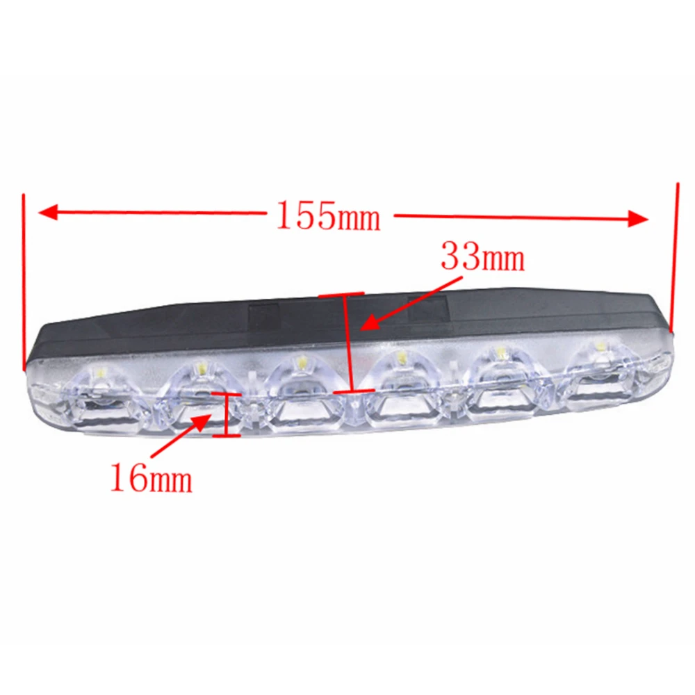 2Pcs 6 LEDs Car Daytime Running Lights Car-styling DRL Car Daytime Lamp Auto Fog Light Super Bright Waterproof DC 12V