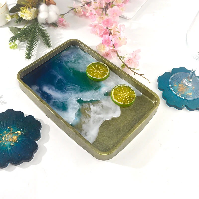 Super Big Deep Tray Mold Rectangle Plate Epoxidharz Formen Fruit Disc Tea Tray Epoxy Mallen For Craft Making Casting Molds Tool