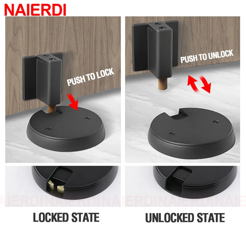 NAIERDI Adjustable Door Stopper Windproof Mechanical Self-Locking Door Stop Heavy Duty Zinc Alloy Door Holder Catch Hardware - Image 4