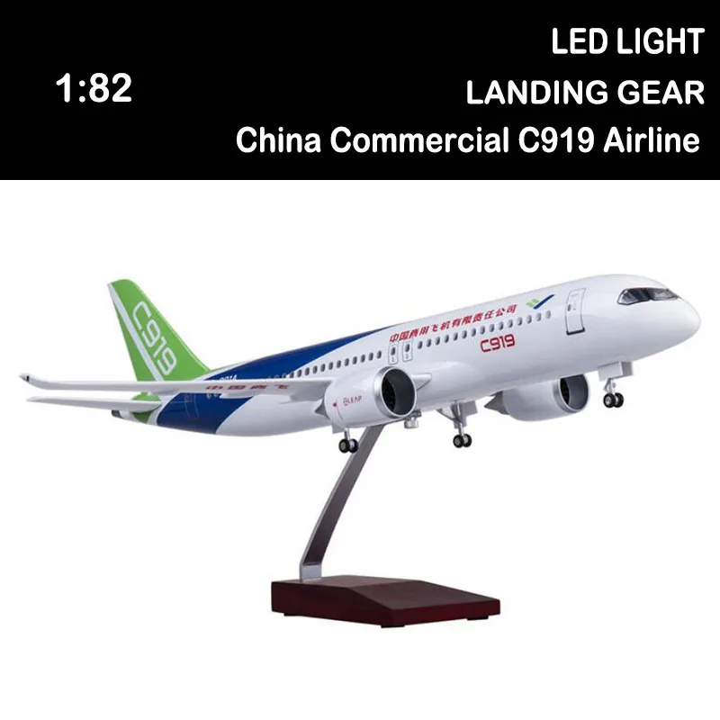 

47CM 1/82 Airplane China Commercial Aircraft C919 Airline Model Light Diecast Plane Collection Kids Toy Adult Airliner Gift Show