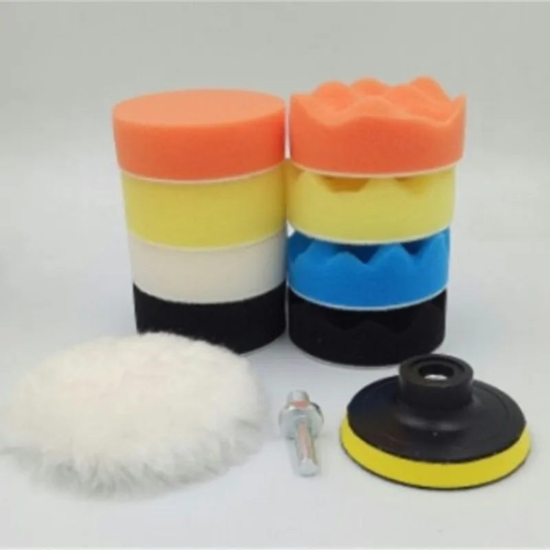 Disco per lucidatura auto Sunshine da 3 pollici Set da 10 pezzi per utensili filettati M10 Set di tamponi per lucidatura auto tampone per lucidatura