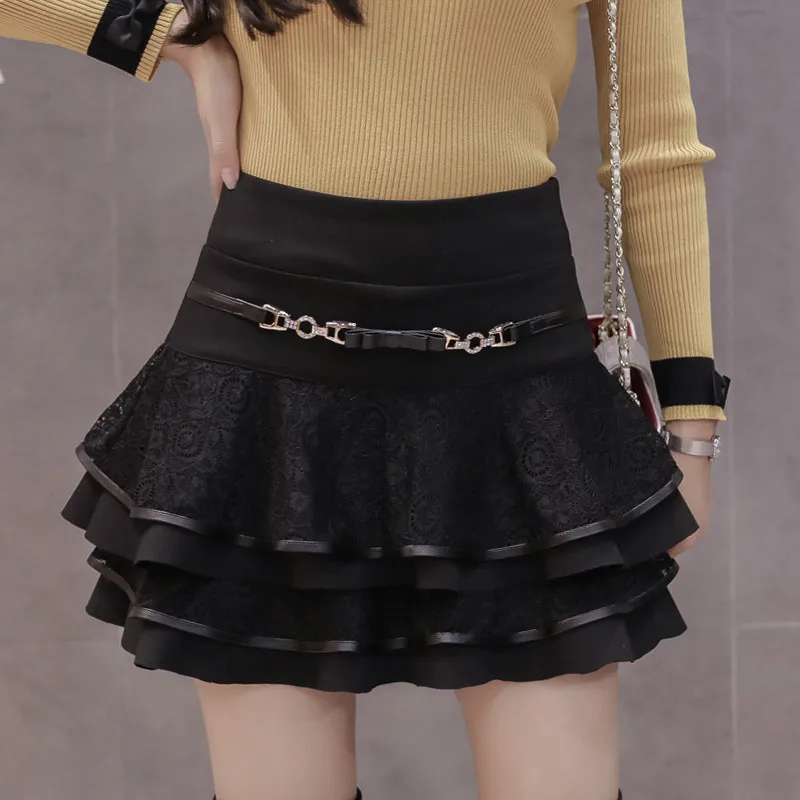 2020 new Korean lace short skirt pleated skirt female spring wild skirt skirt high waist pettiskirt DQ968