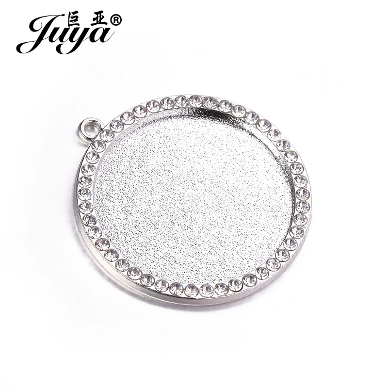 JUYA 5 teile/los 25/30mm Runde Cabochon Einstellung Diamant Handwerk Zubehör Anhänger Basis DIY Schmuck, Die Entdeckungen Für halskette – Detail 9