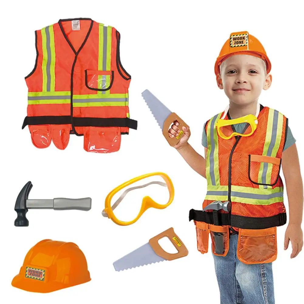 Disfraz de ingeniería para niños, traje de trabajo de construcción, traje de Cosplay, ropa de experiencia profesional, conjunto de uniforme