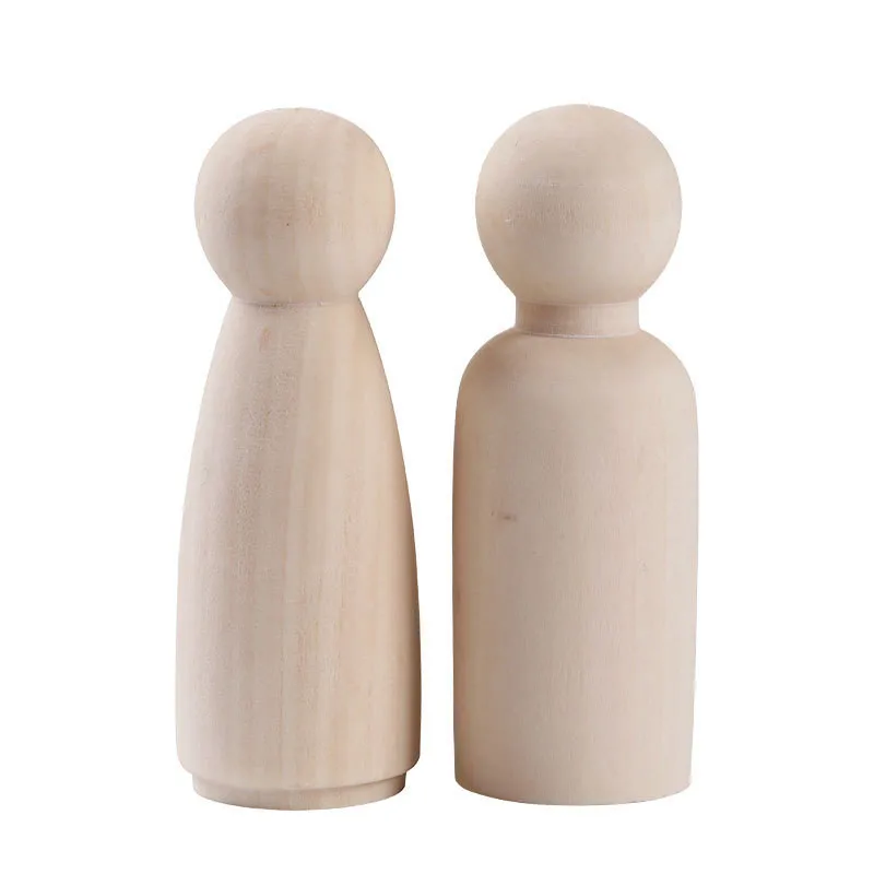 10PCS Solid Hard Wood People Natural Unfinished Ramp Preparation Paint or Stained Wooden Family Large Peg Dolls Home Decor 75MM