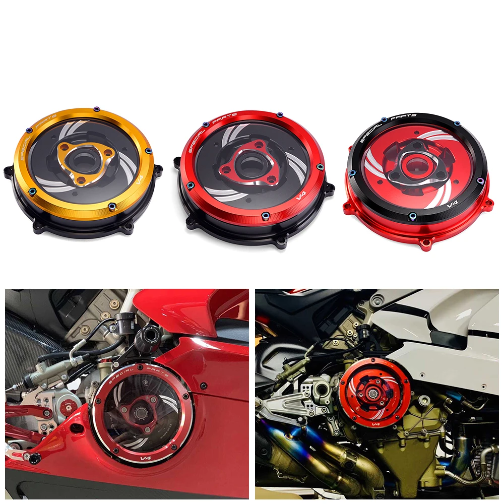 V4 V4S Engine Guard Protector Motorcycle Clear Clutch Cover For Ducati Panigale V4 Speciale 2018 2019 2020 2021 2022