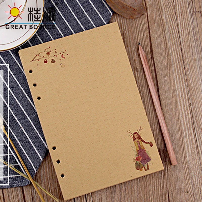 Makeasy A5 Kraft Dot Grid Notebook Kraft Paper Notebook Daily Planner Weekly Month Planner Loose Leaf Refill Paper Blank  (1PC)