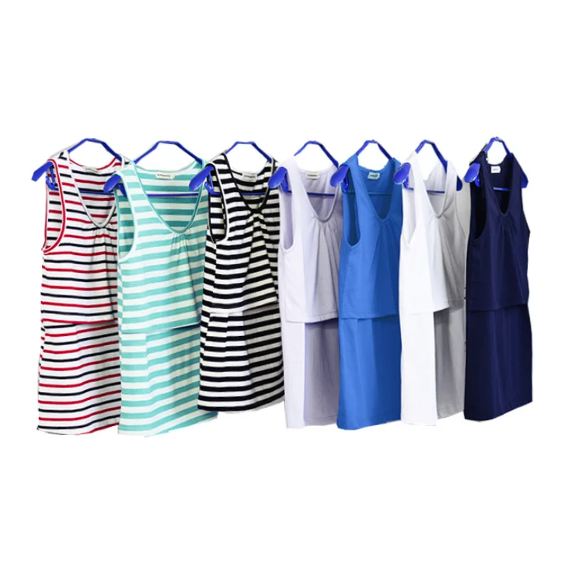 Maternity Nursing Tops Stripes Sleeveless Breastfeeding Tanks For Pregnant Women Summer Casual Camis Pregnancy Mother Shirts