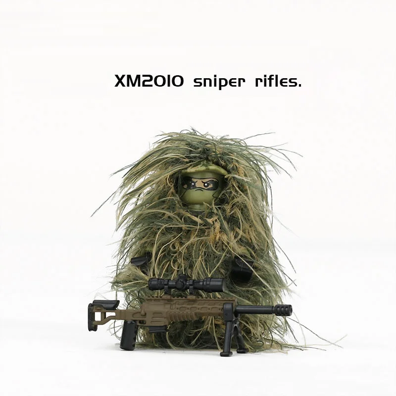 Sniper Military Camouflage Soldier Series MOC Building Blocks Figure Mini All-terrain Weapon Gun Creative Set Toy Childrens Gift