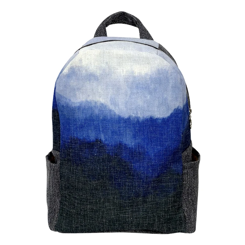 Quente azul-tingido algodão cânhamo mochila casual retro mochila étnica sacos moda arte unisex mochila