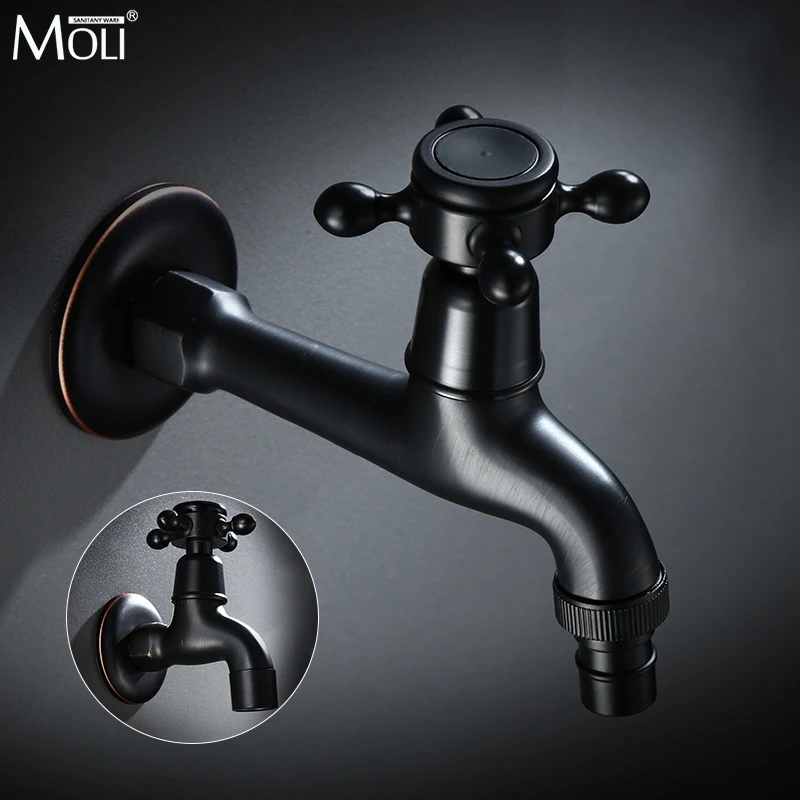 

Brass Antique Black Outside Tap Washing Machine Faucet Toilet Decorative Outdoor Garden Faucet MW001