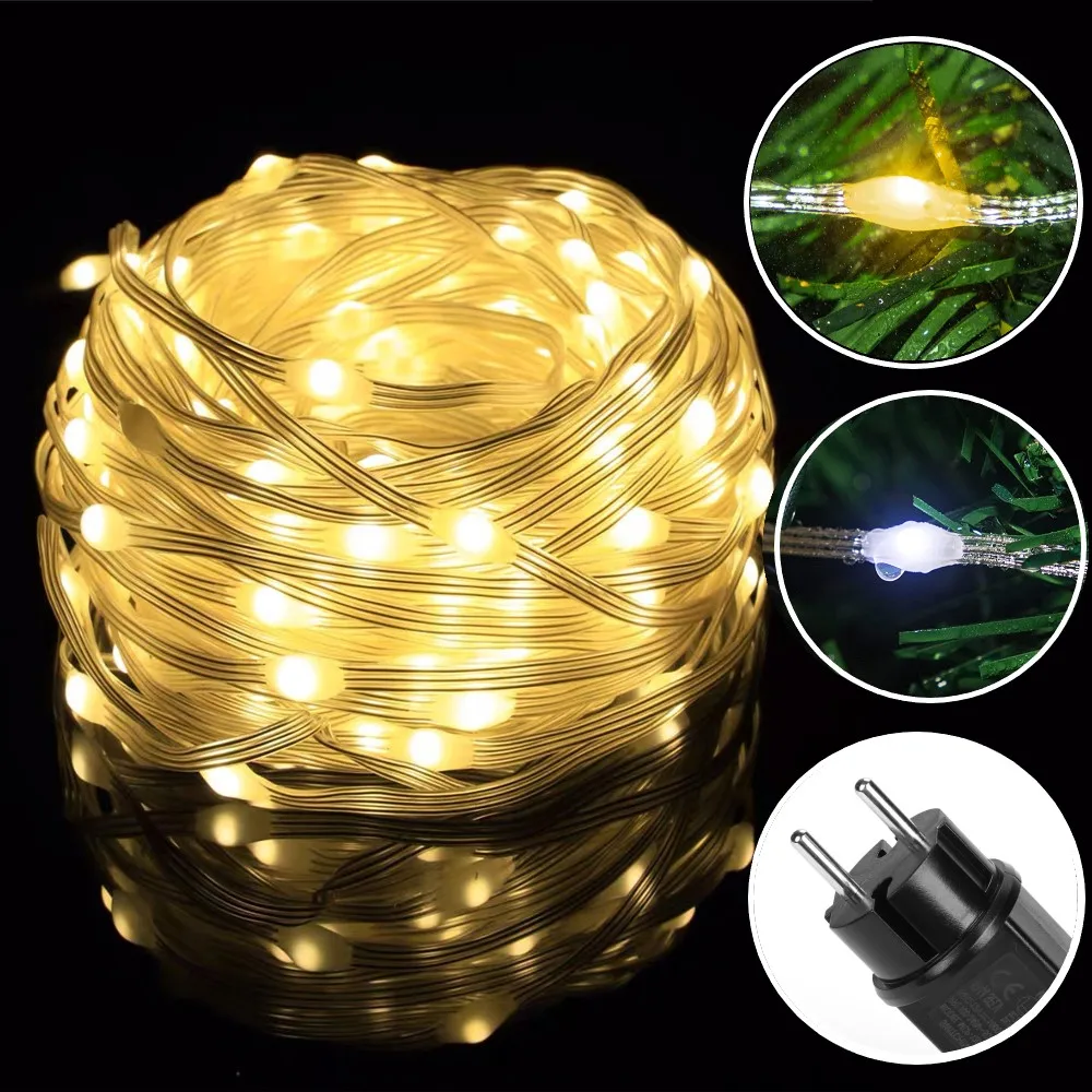 Nueva guirnalda de calle Luces de Navidad al aire libre impermeables IP65 Led String Lights 150M Guirnalda 24V Enchufe de la UE Decoraciones de Año