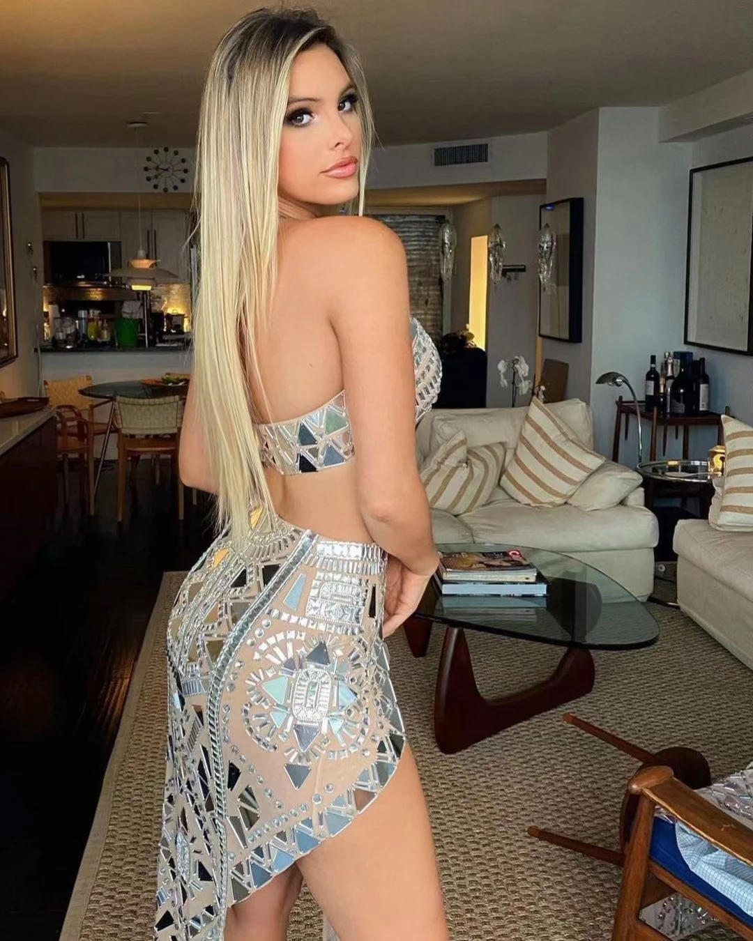 Vestido largo con abertura alta y diamantes de imitación para mujer, ropa de escenario Sexy con cuello en V y espalda descubierta, traje de actuación, trajes de fiesta de noche