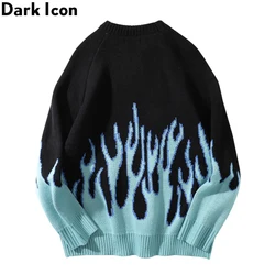 DARK ICON Blue Flame Sweater Me 2024 Ropa de calle de invierno Suéteres para hombres Jersey Suéter de punto para hombres