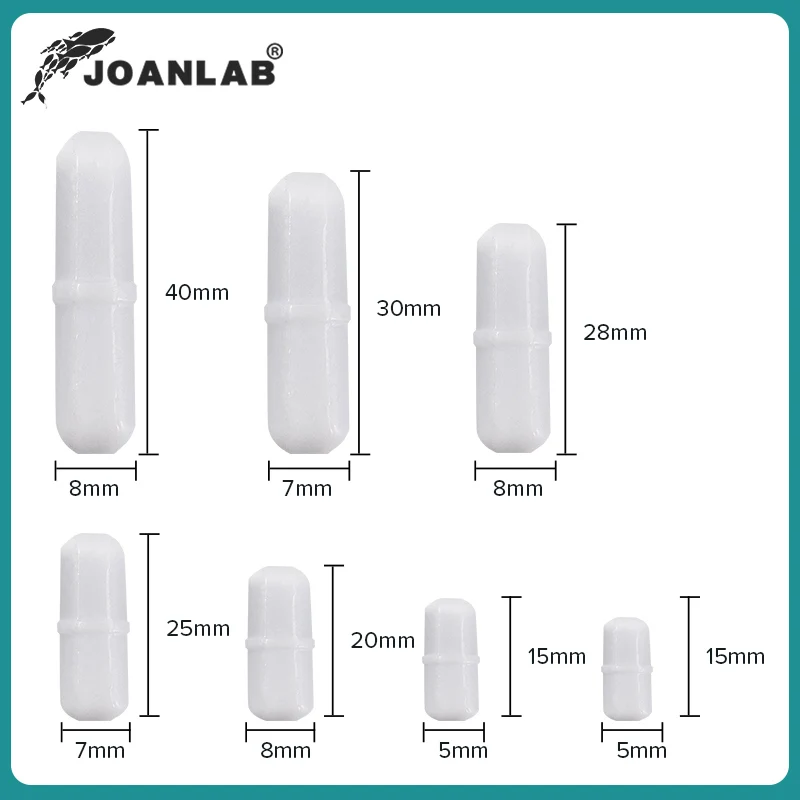 JOANLAB マグネティックスターラーバー サイズ 15mm 20mm 25mm 28mm 30mm 35mm 40mm PTFE マグネティックスターラー ミキサー スターラーバー 10 個 ラボ用品