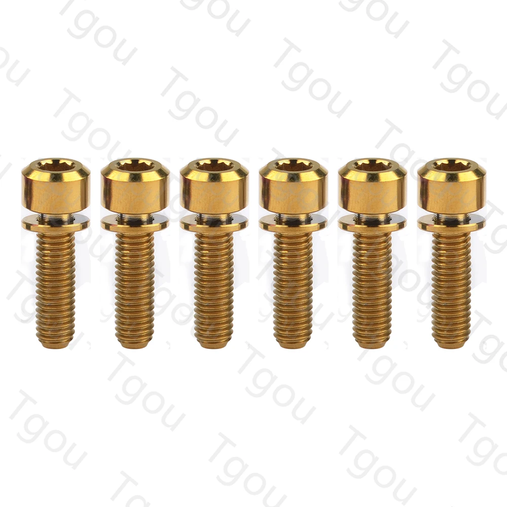 Tgou Titanium Bolt M5x16 18 20mm Hex Head with Washer Screws for Bicycle Stem Handlebar 6pcs