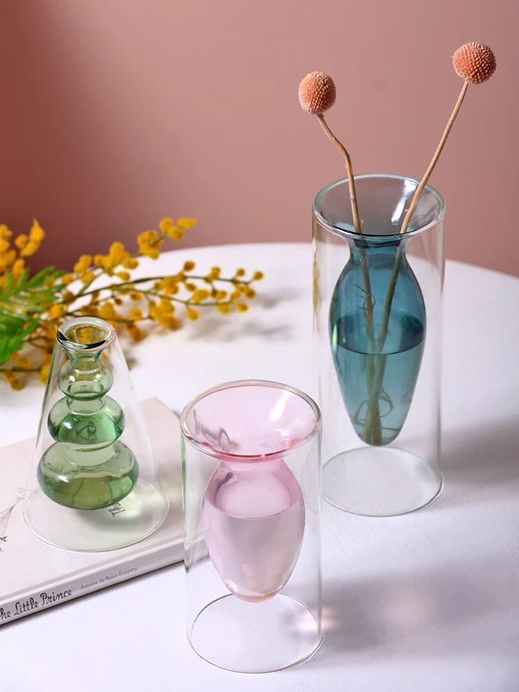 Nordic Glass Vase for Home Decoration, Hydroponic, Multicolour, Small Flower Terrarium Crafts, Centerpieces for Weddings