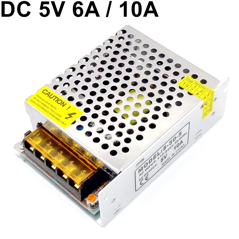 Regulated Switching Power Supply 6A 30W 10A 50W SMPS Input 110V 220V Ac to Dc 5v Lighting Transformer For Led Strip Display CCTV