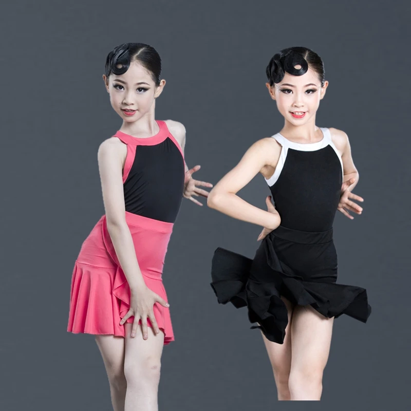 2021 Summer Girls Latin Dance Skirt Children Practice Clothing Competition Performance Dance Costumes Girls Latin Dance Dress