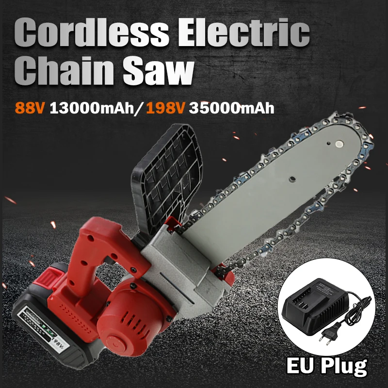 

1200W Woodworking Electric Chain Saw Wood Cutter Garden Tools Cordless Chain Saw 88V/198V Portable Rechargeable Lithium Saw