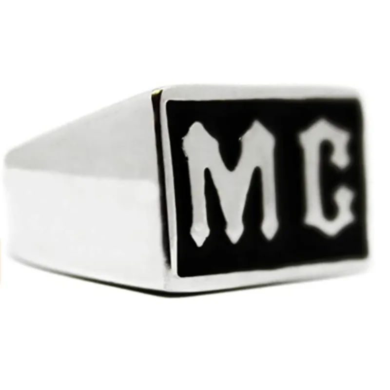 Motorcycle Club Solid Ring For Man 316L Stainless Steel Jewelry Color Biker Style MC Ring Size 7-15