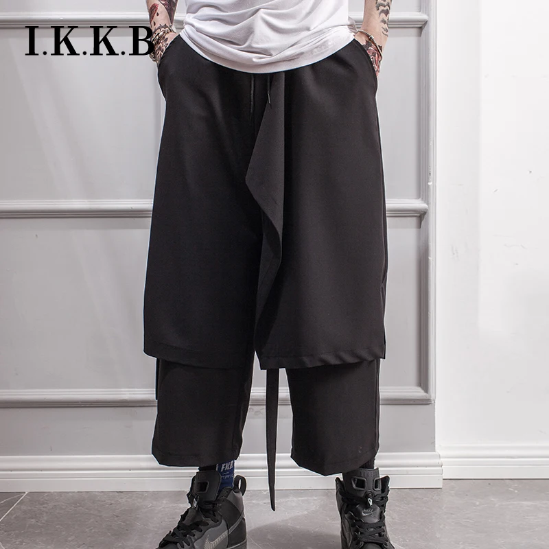 

Original fashion brand casual pants dark style wide leg pants men nine minutes culottes large size spring summer thin hip hop st