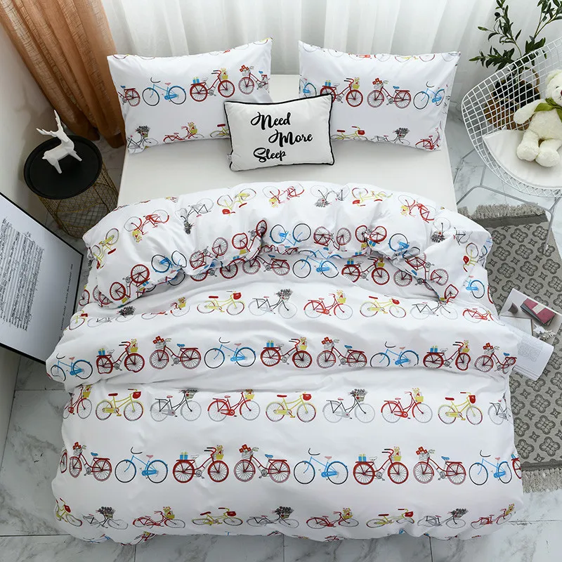 

Comforter bedding sets white duvet cover with pillowcase bicycle bedlinen Twin Full Queen King Bedclothes child best gift