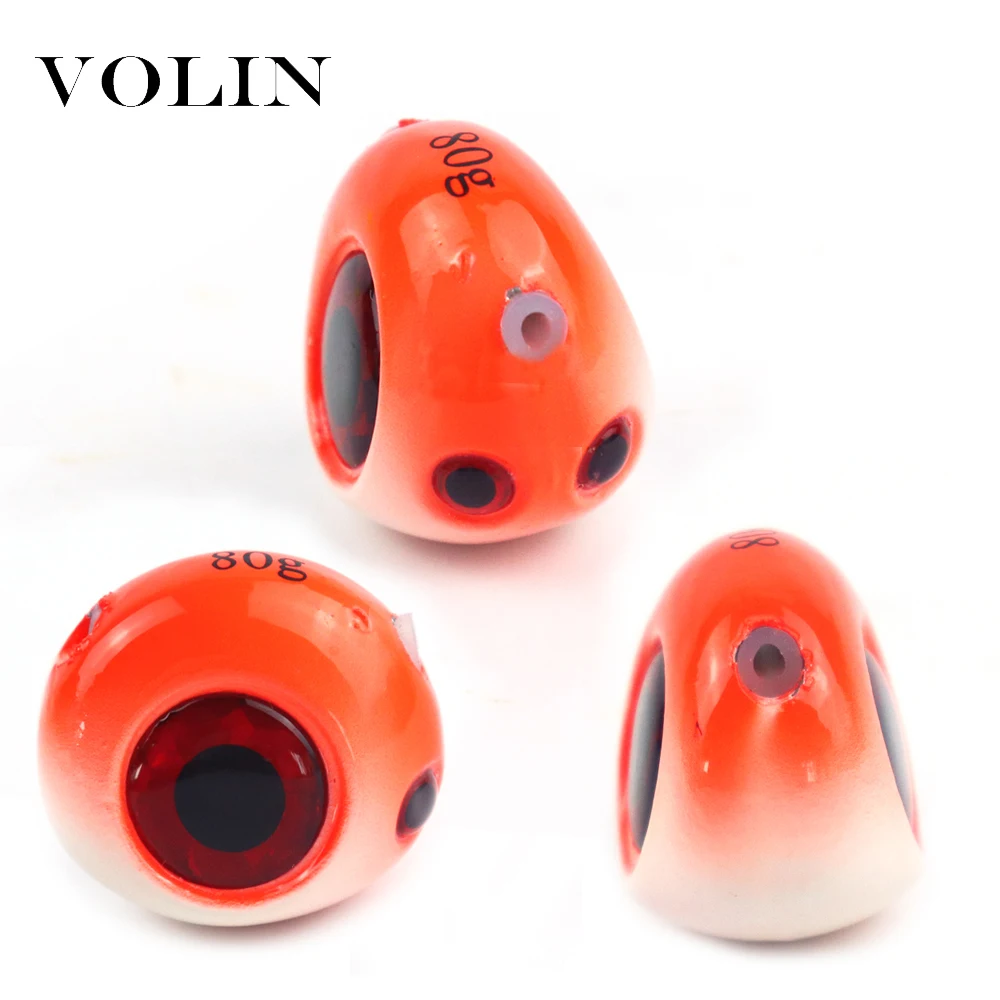 VOLIN NEW Jig Lure Fishing Bait 60g 80g 100g 120g  Metal Jigs Saltwater Fishing Lure 3 Eyes Deep Sea Fishing Lure