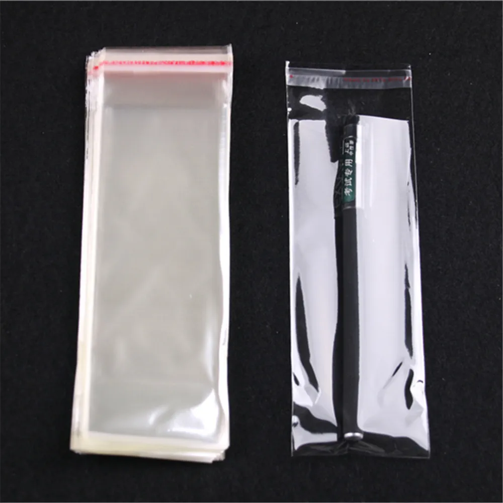 Wholesale 100pcs/lot 6*17cm Transparent Self Adhesive Bags Plastic Clear Jewelry Accessories Flower Bopp Bags