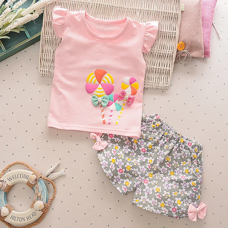 New Summer Fashion Baby Girls Clothes Children Cute Cotton Vest Shorts 2Pcs/Sets Toddler Casual Costume Infant Kids Tracksuits