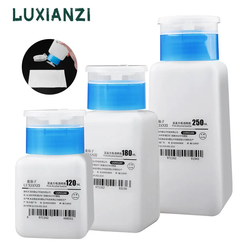 LUXIANZI Plastic Refillable Bottle Makeup Manicure Tool Nail Polish Makeup Remover Alcohol Press Pumping Split Bottle Container