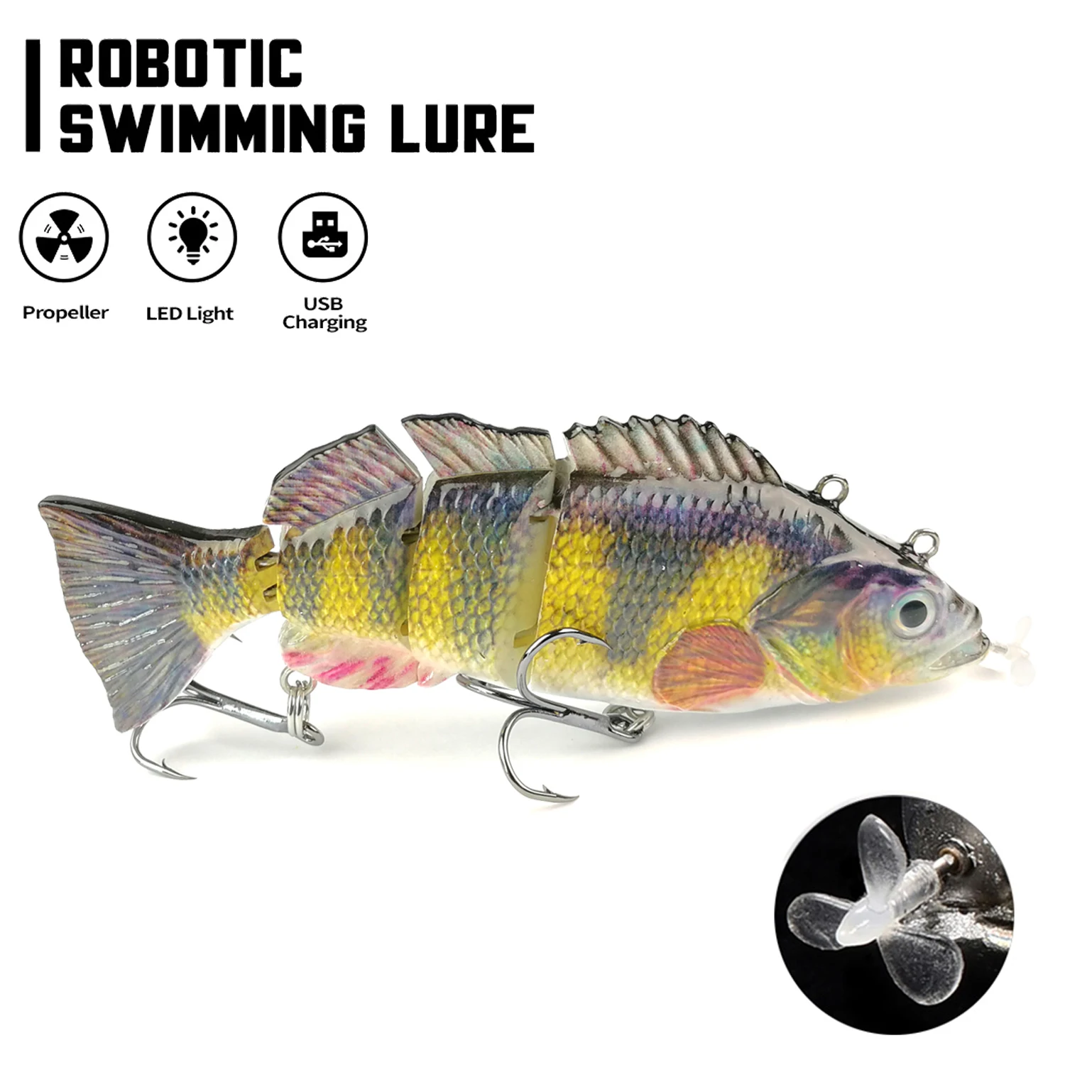 Castfanatic 54/35g Robotic Swimming Electric Bait 4 Segement Sea Fishing Lure Swimbait USB LED Light Wobblers for pike Crankbait