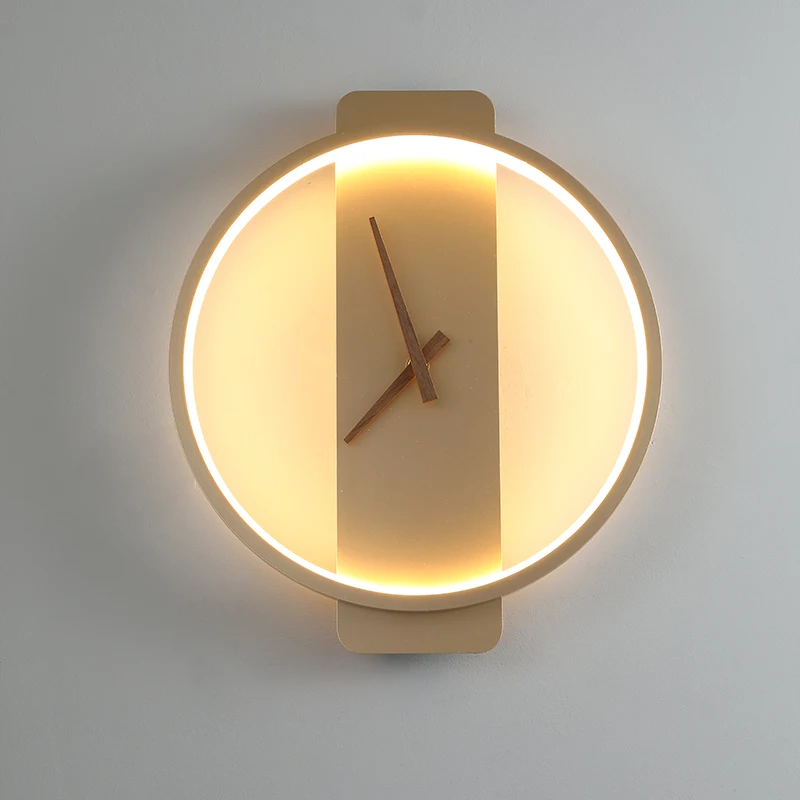 Nordic Led Wall Lamp Art Clock Design Wall Light Creative Aisle Bedroom Living Room Background Wall Decora Wall Sconce Lighting