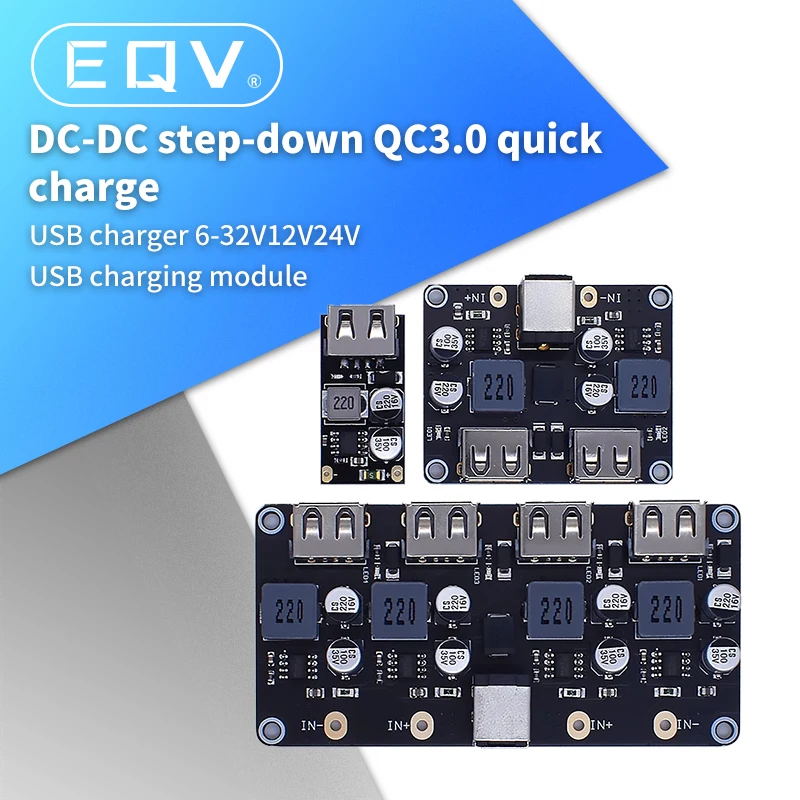 USB QC3.0 QC2.0 DC-DC Buck Converter Charging Step Down Module 6-32V 9V 12V 24V to Fast Quick Charger Circuit Board 3V 5V 12V