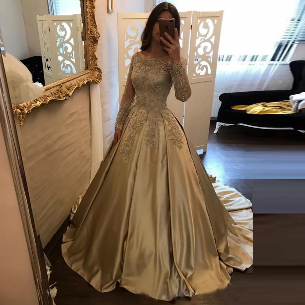 

Angelsbridep Fashion Gold Long Sleeves Quinceanera Dresses 2022 Fashion Applique Masquerade Sweet 16 Dresses Vestidos De 15 Años