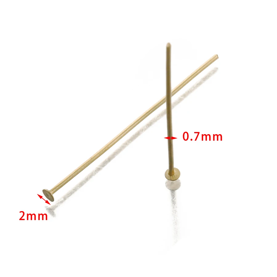 200 sztuk/partia Raw Brass 25 30 35 40 45 50mm płaskie głowy szpilki igły Diy biżuteria komponenty dla naszyjnik kolczyki Making Wholesale