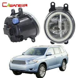 Cawanerl For Toyota Highlander 2008 2009 2010 2011 2012 Car H11 LED Bulb Fog Light + Angel Eye Daytime Running Lamp 4000LM 12V