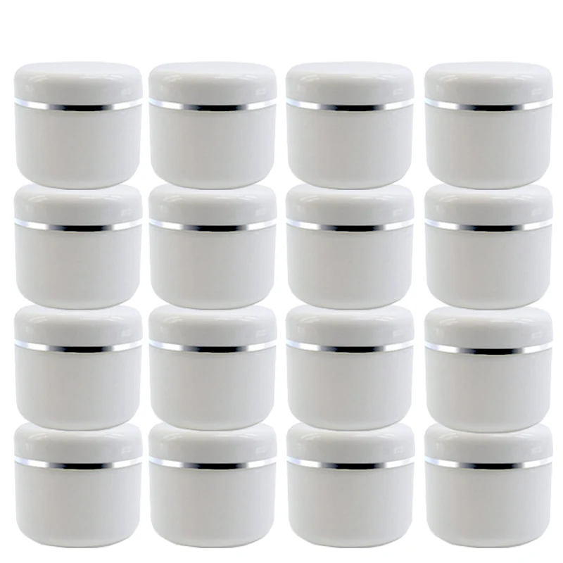 30Pcs/Pack 20g 30g 50g Cream Jar White Plastic Makeup Container Sample Cosmetics Box Empty Makeup Jar Pot Refillable Bottles