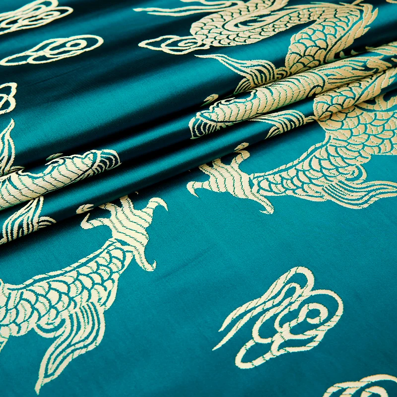 Dragon pattern clothing fabric brocade jacquard silk fabrics material for sewing cheongsam kimono and bag