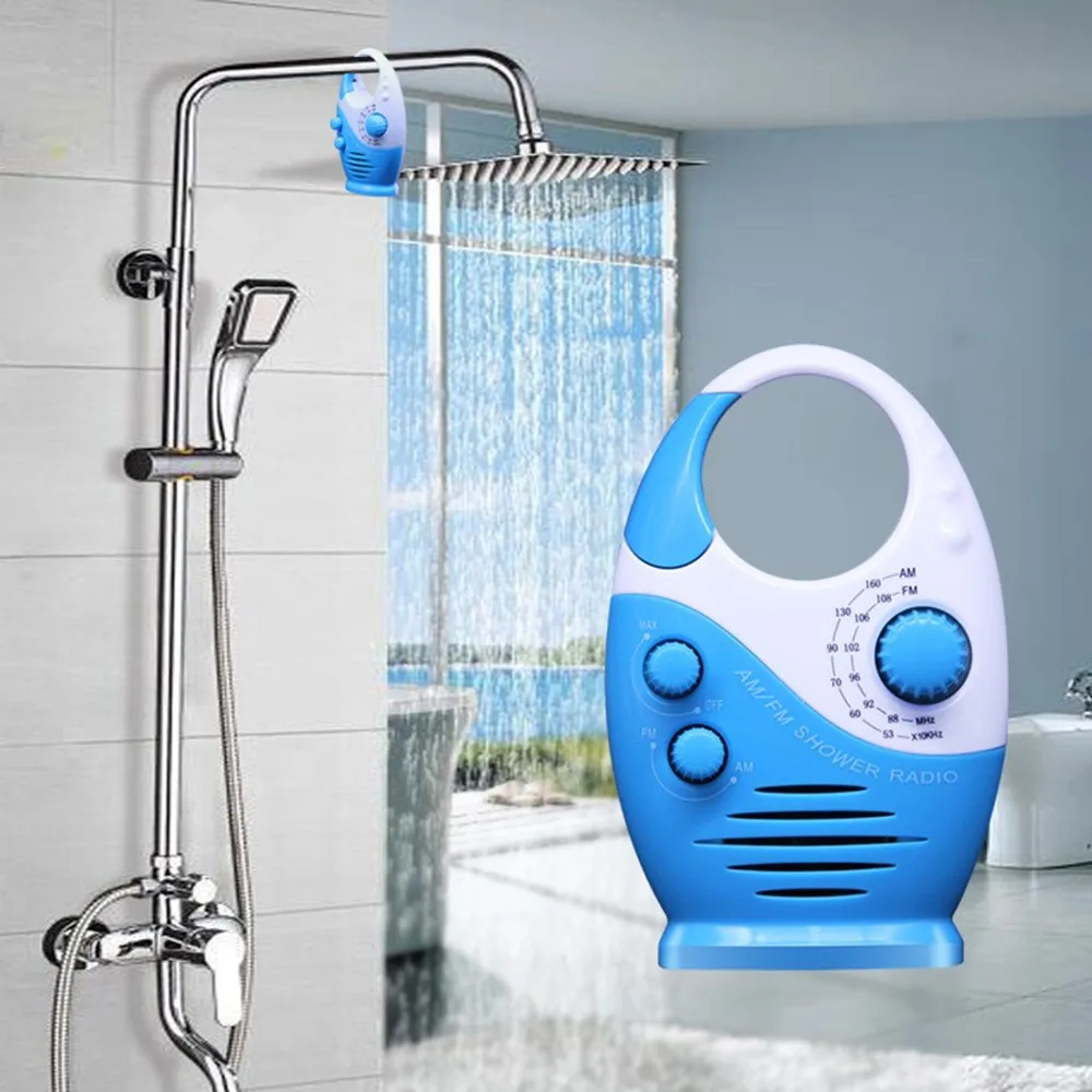 ABS Bathroom Waterproof Radio AM FM Band Portable Broadcast Built-in Speaker Broadcasting Semiconductor Mini Radios Use Battery