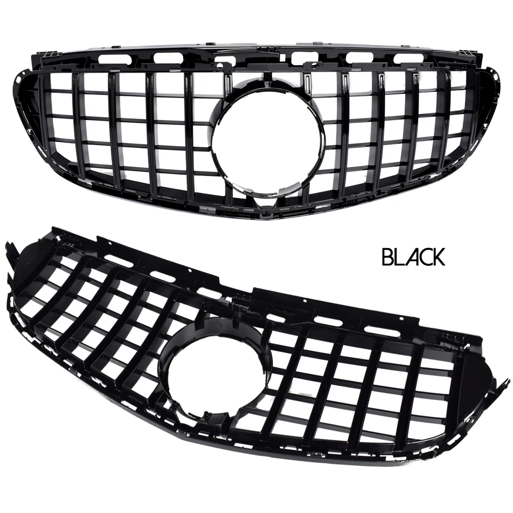 W212 Grill, Black & Silver Front Grille for Mercedes Benz E Class 4-Door Saloon W212 & 5-Door Estate S212 2014 - 2016 E300 E350