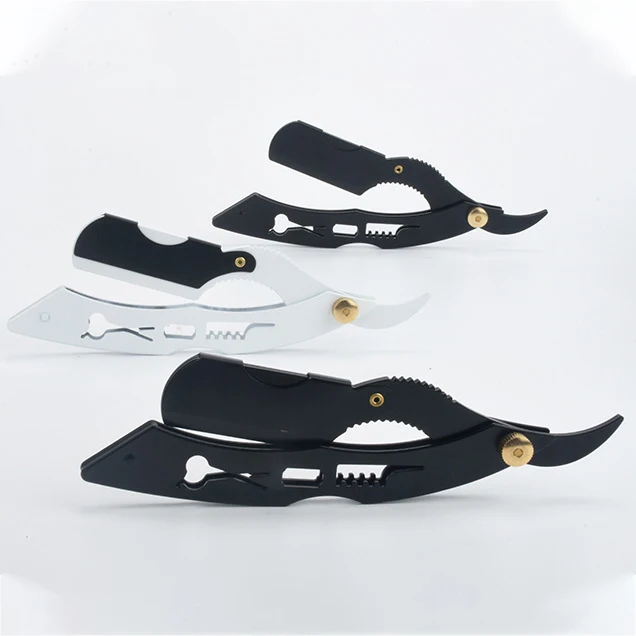 Profissional de Aço Inoxidável Manual Shaver, Borda Reta, Sharp Barbeiro Navalha, Folding Barbear, Barba Cortador, 2 Cores