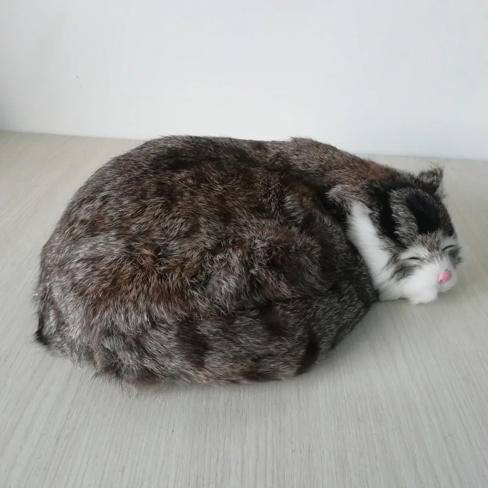 simulation cat about 25x20cm hard model polyethylene&furs sleeping cat handicraft home desktop decoration gift h0478