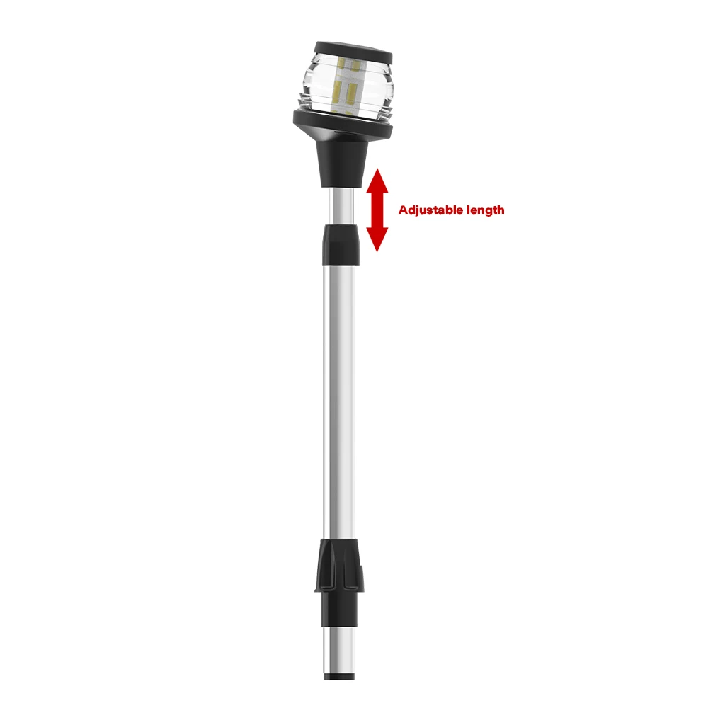 Telescopic Aluminum Pole LED Navigation Light White Visibility 2 Nautical Miles 360 All-Round Lamp Nautical Boat Accessories